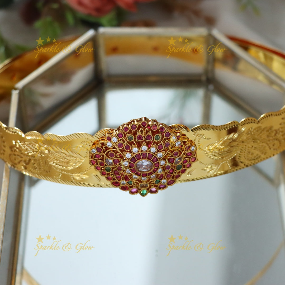 Exquisite Gold Floral Hip Belt for Kids' Celebrations