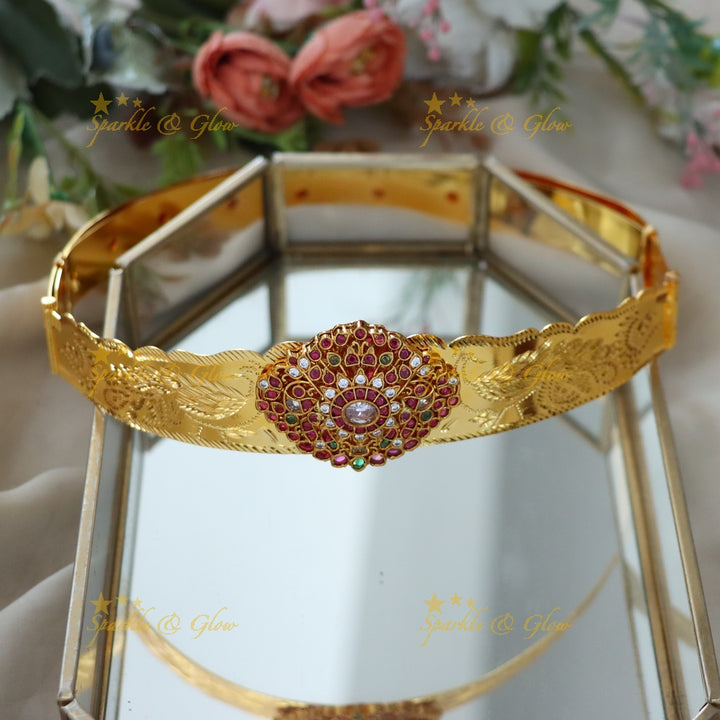 Exquisite Gold Floral Hip Belt for Kids' Celebrations