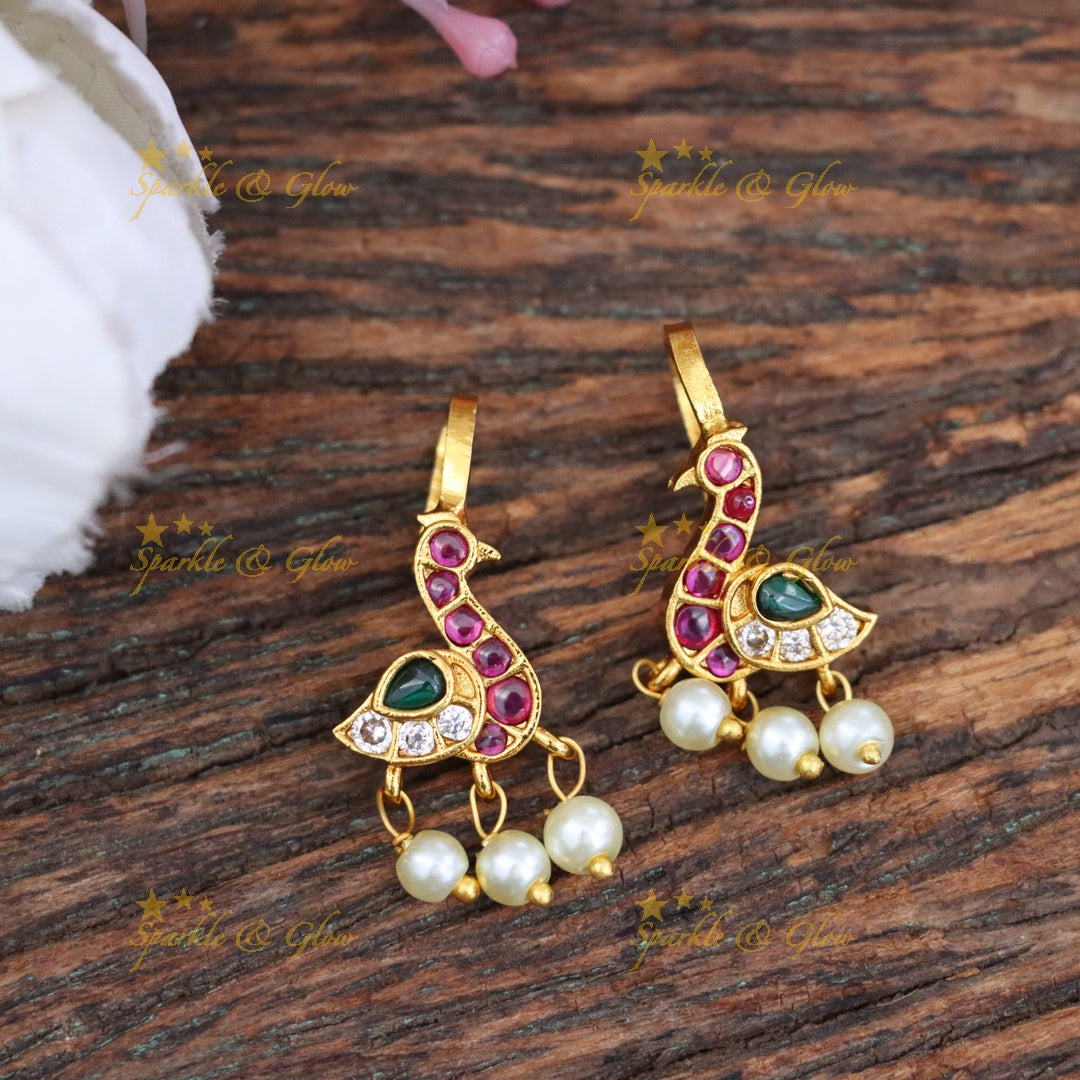 Gold-Plated Peacock Earrings – Festive & Elegant | Sparkle & Glow