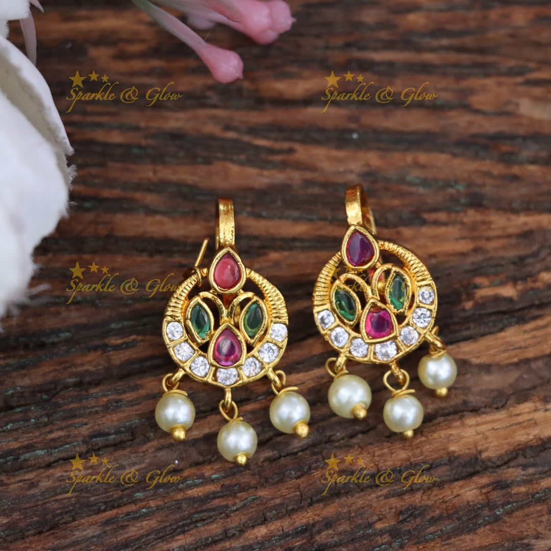 Stunning Bugadi Earrings with Gemstones & Pearls