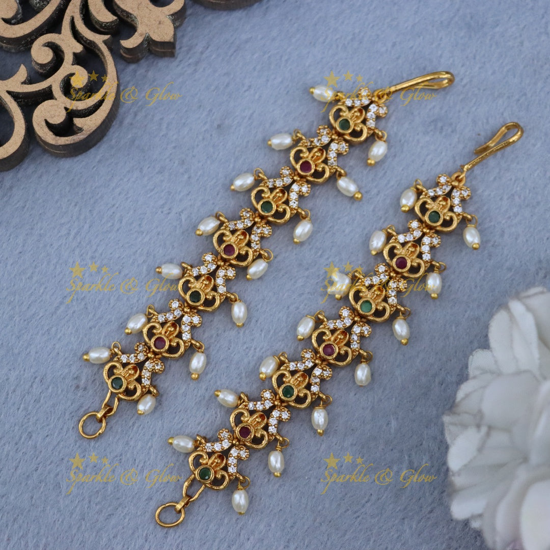 Exquisite Gold-Plated Ear Chains for Weddings
