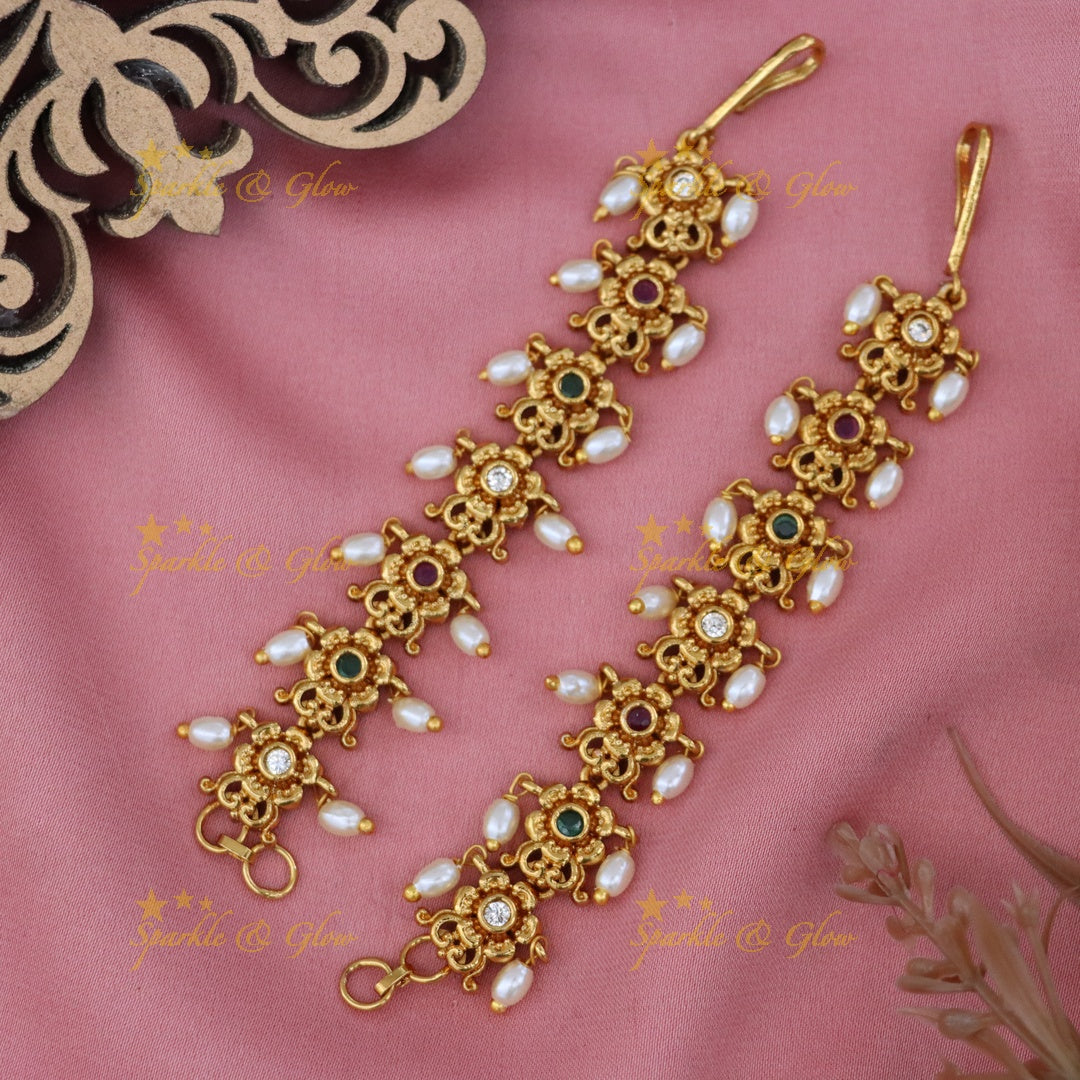 Elegant Gold Pearl Earchains for Weddings & Festivals