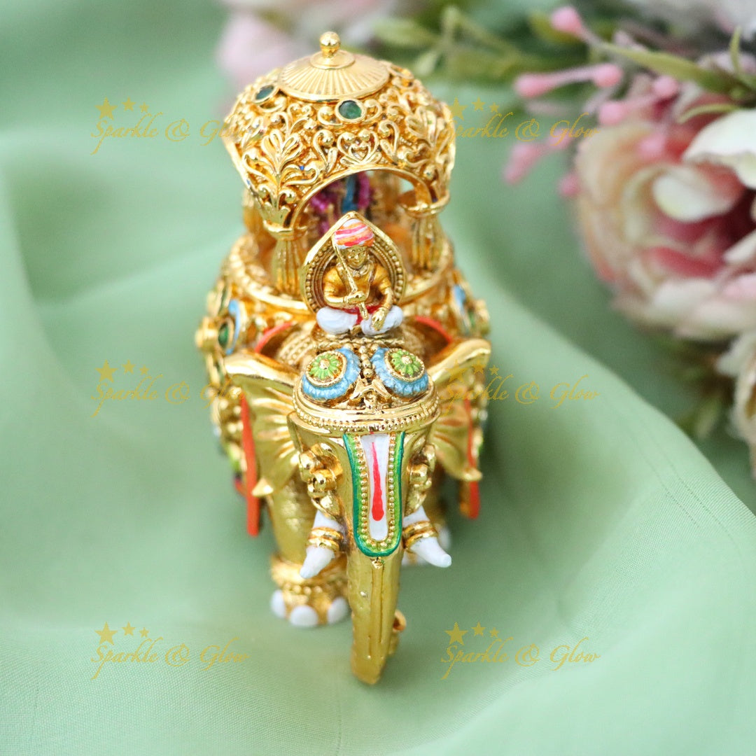 Exquisite Gold Elephant Kumkum Box for Weddings & Festivals