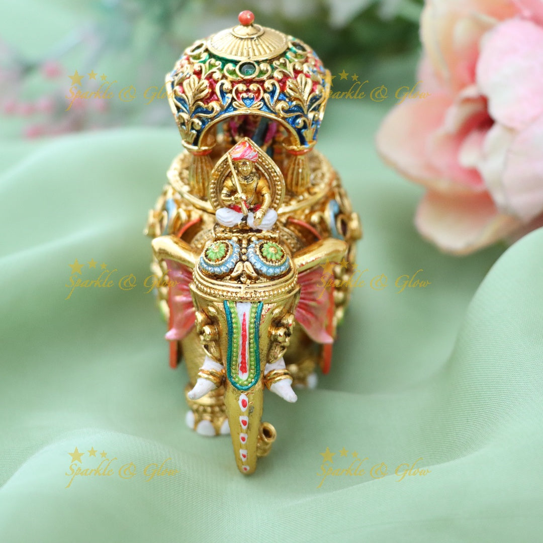 Exquisite Gold Elephant Kumkum Box for Weddings & Festivals