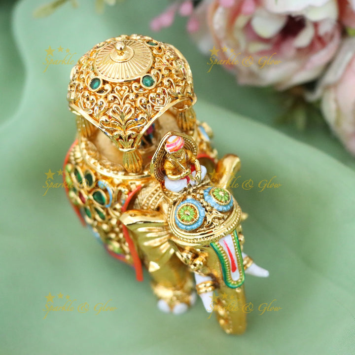Exquisite Gold Elephant Kumkum Box for Weddings & Festivals