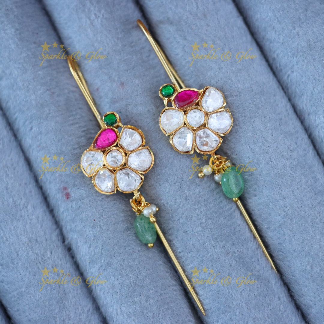 Dazzling Gold Plated Earcuffs with Floral Design