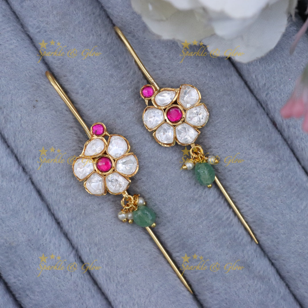 Dazzling Gold Plated Earcuffs with Floral Design