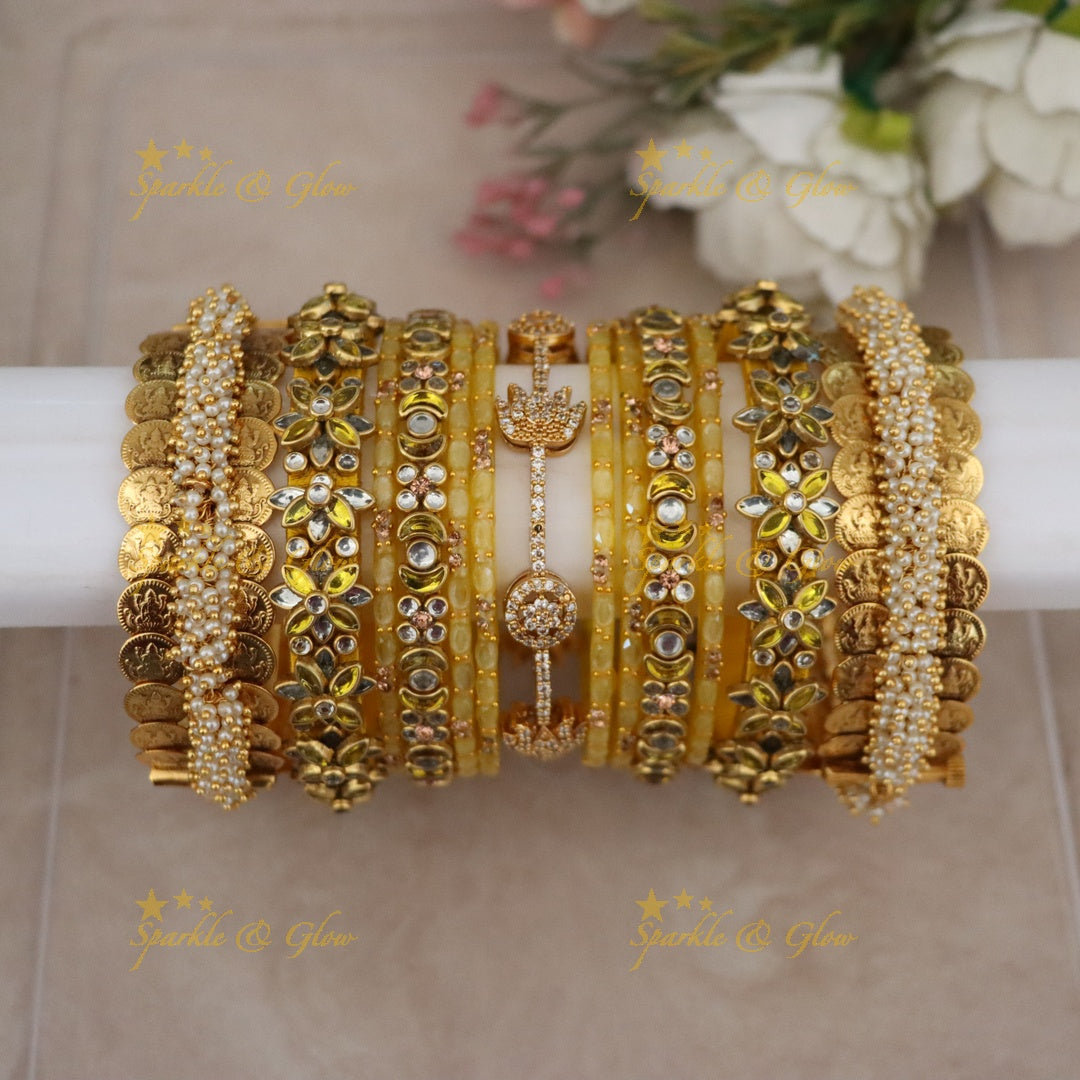 Elegant Blue & Gold Bangle Set - Perfect for Festive Wear