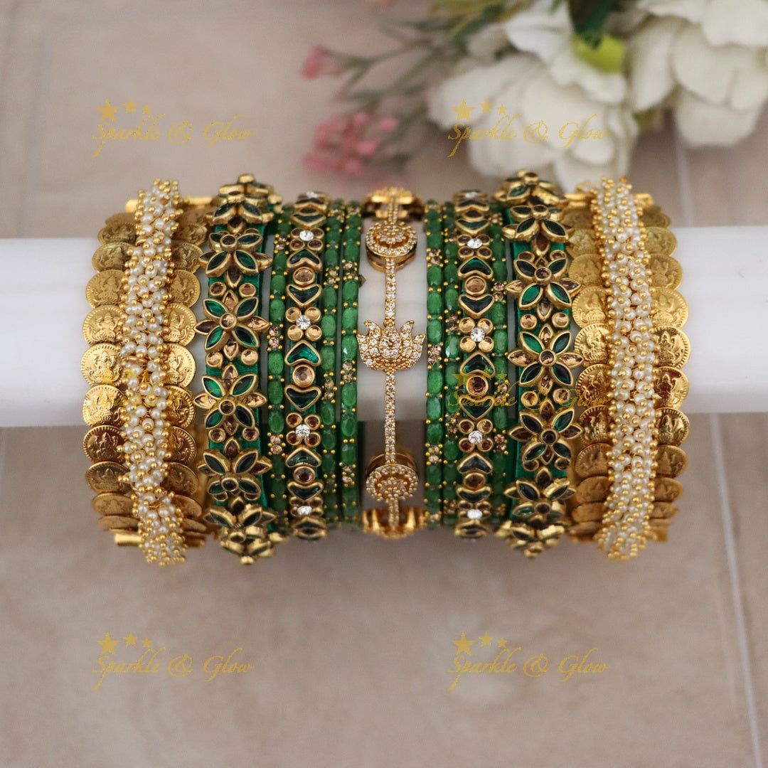 Elegant Blue & Gold Bangle Set - Perfect for Festive Wear