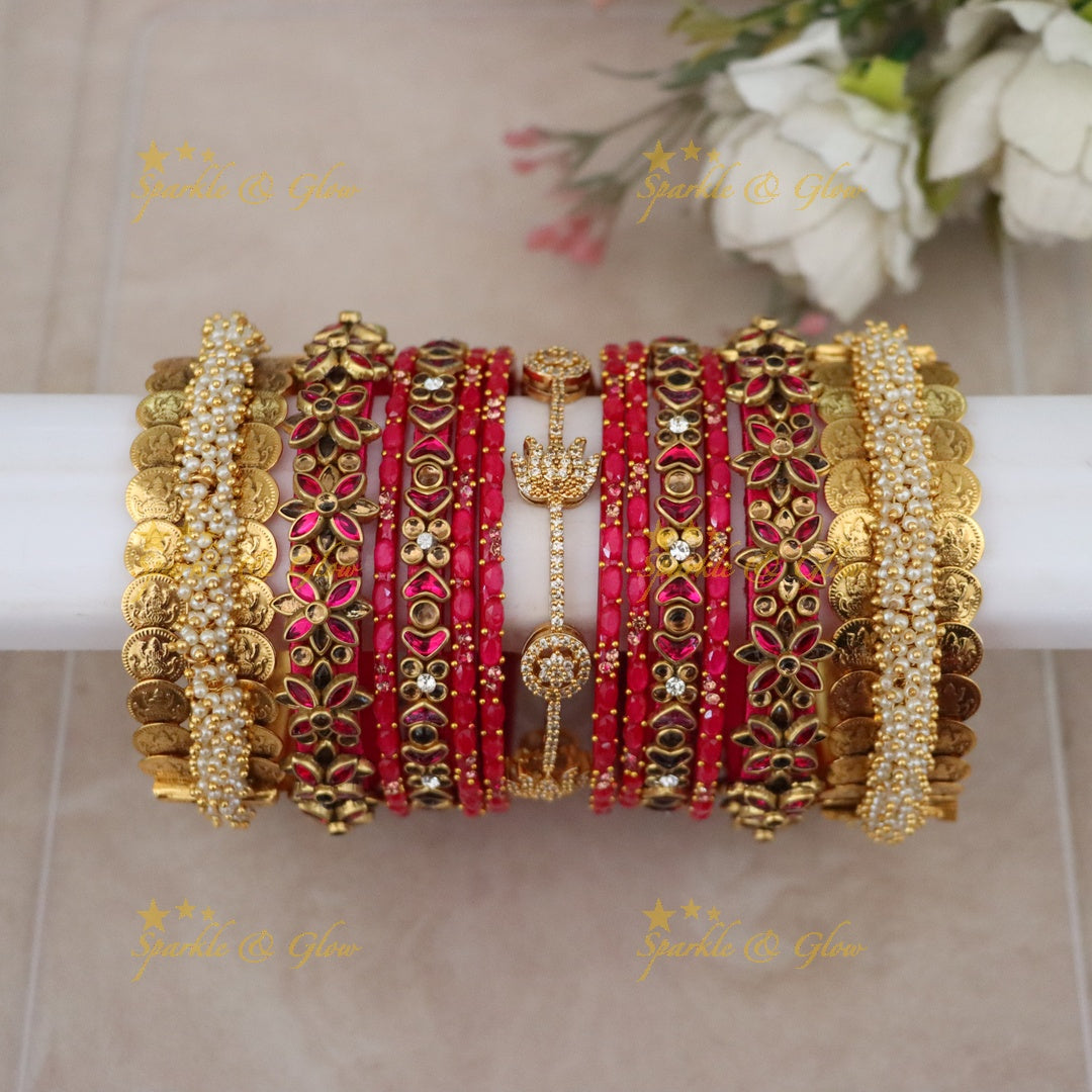Elegant Blue & Gold Bangle Set - Perfect for Festive Wear