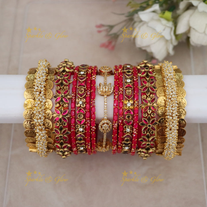 Elegant Blue & Gold Bangle Set - Perfect for Festive Wear