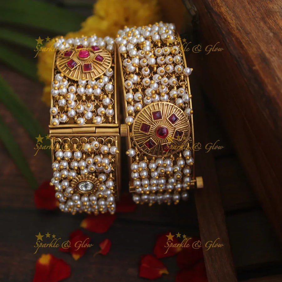 Premium matte pearl cluster bangles - 2.6 - Sparkle and Glow