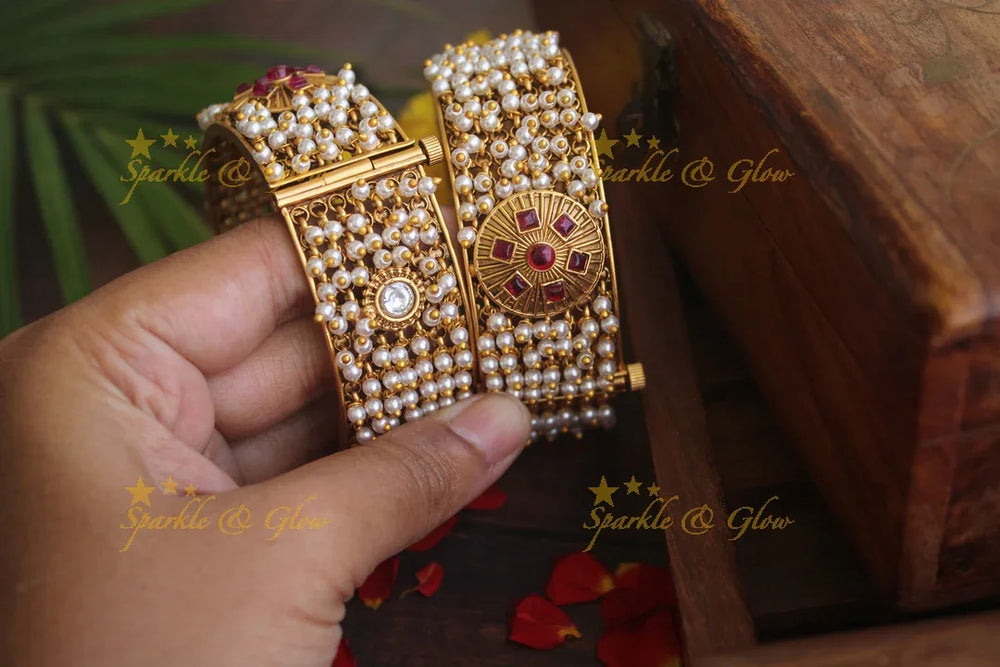 Premium matte pearl cluster bangles - 2.6 - Sparkle and Glow