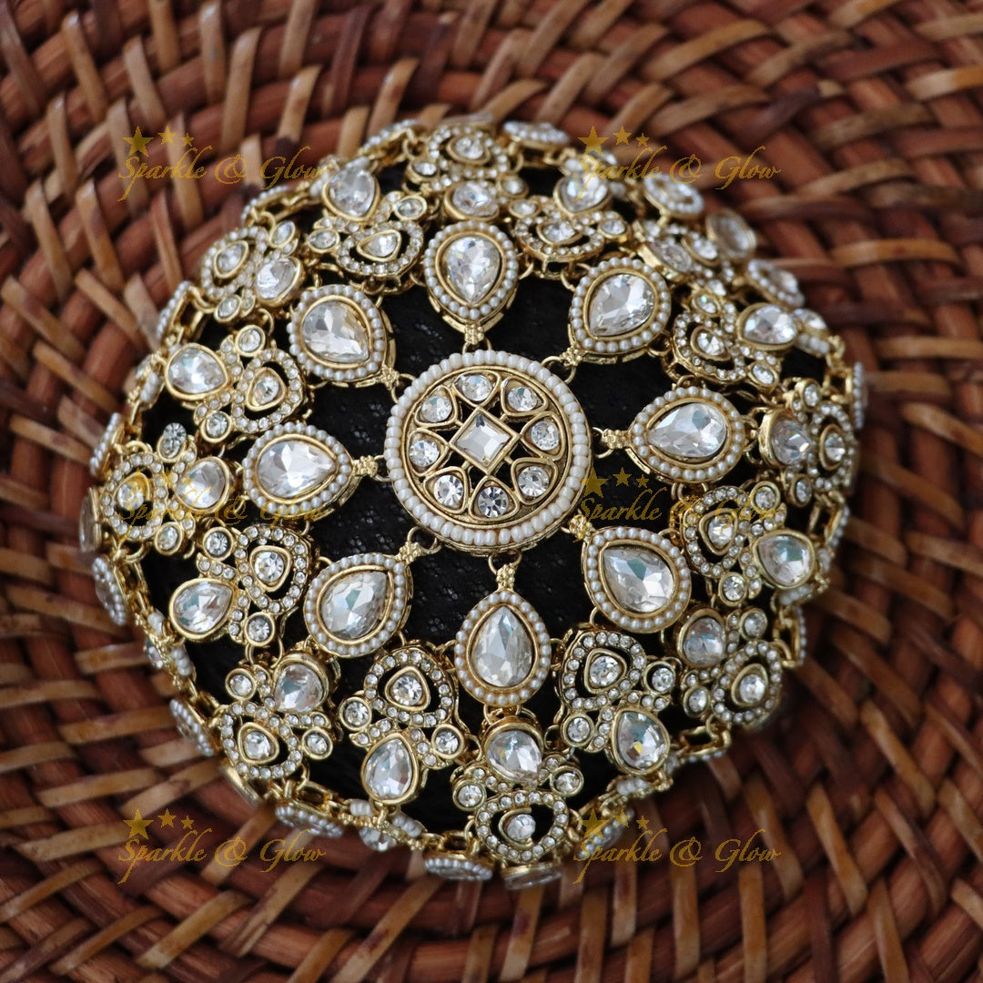 Exquisite Gold Beaded Hair Bun for Elegant Weddings