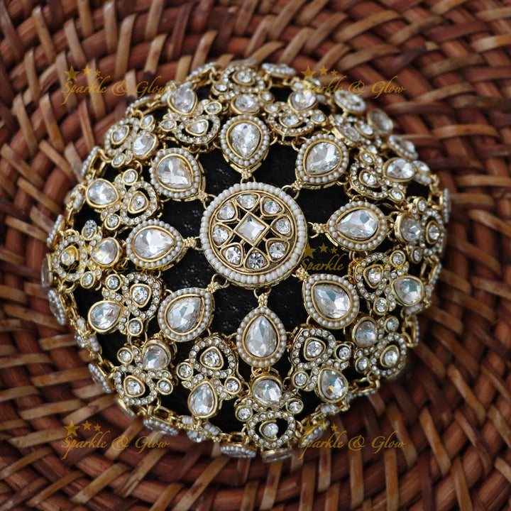 Exquisite Gold Beaded Hair Bun for Elegant Weddings