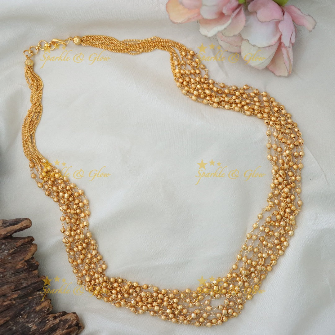 Exquisite Gold-Plated Pearl Mala Necklace for Events