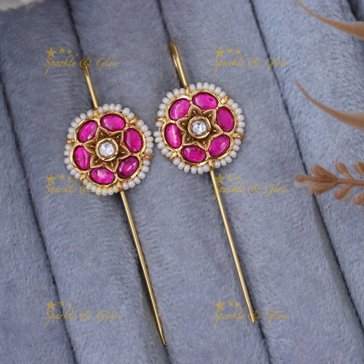 Elegant Pink Floral Pearl Earcuff for Special Occasions