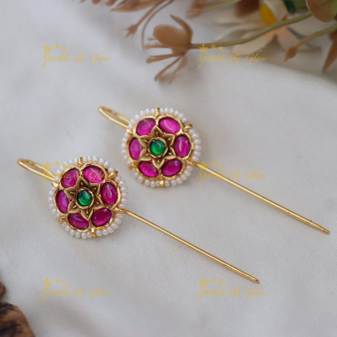 Elegant Pink Floral Pearl Earcuff for Special Occasions