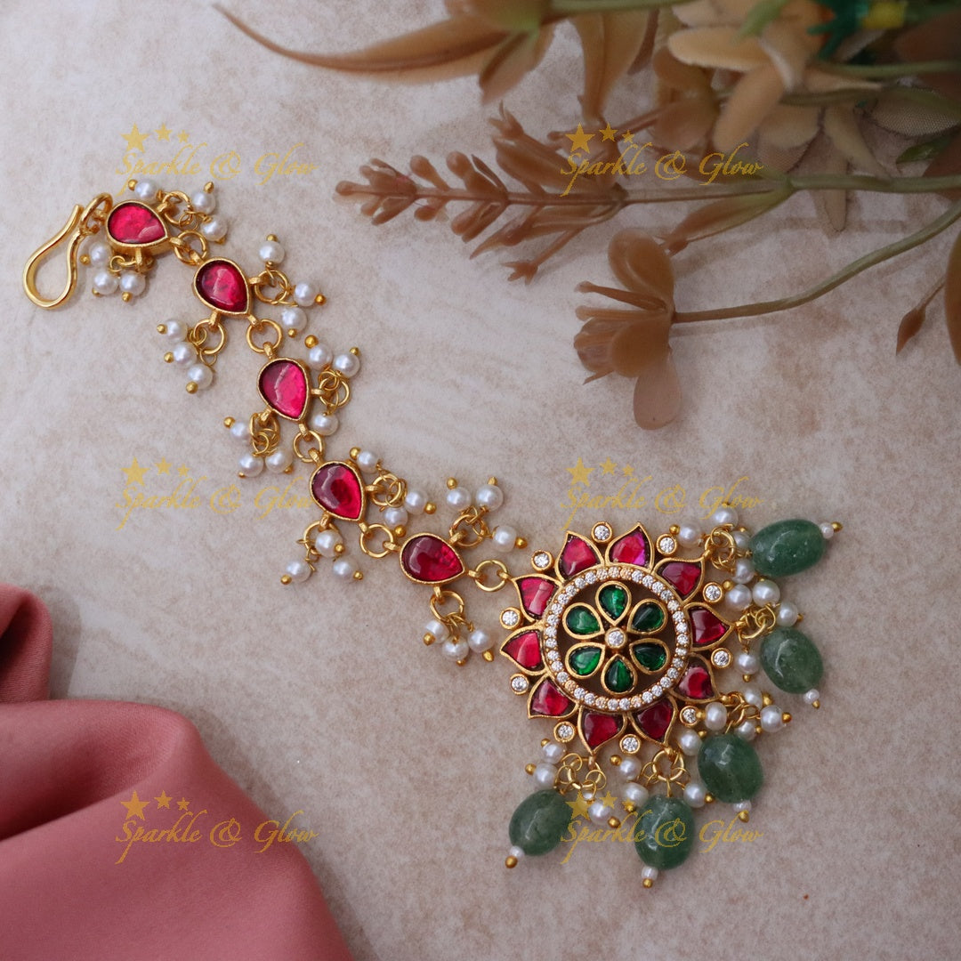 Floral Pearl Maangtikka - Perfect for Weddings & Festivities