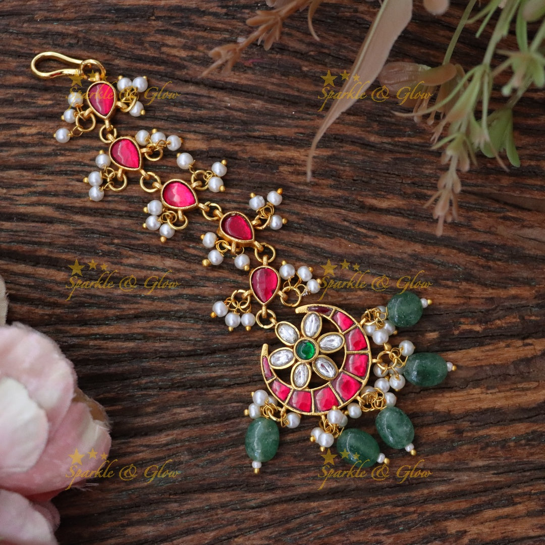 Floral Half Moon Maangtikka for Festivals & Weddings
