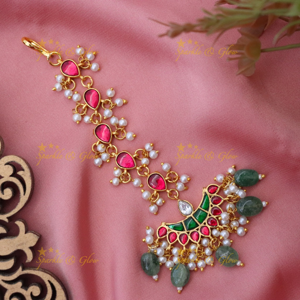 Exquisite Pearl Jadau Maang Tikka for Glamorous Occasions
