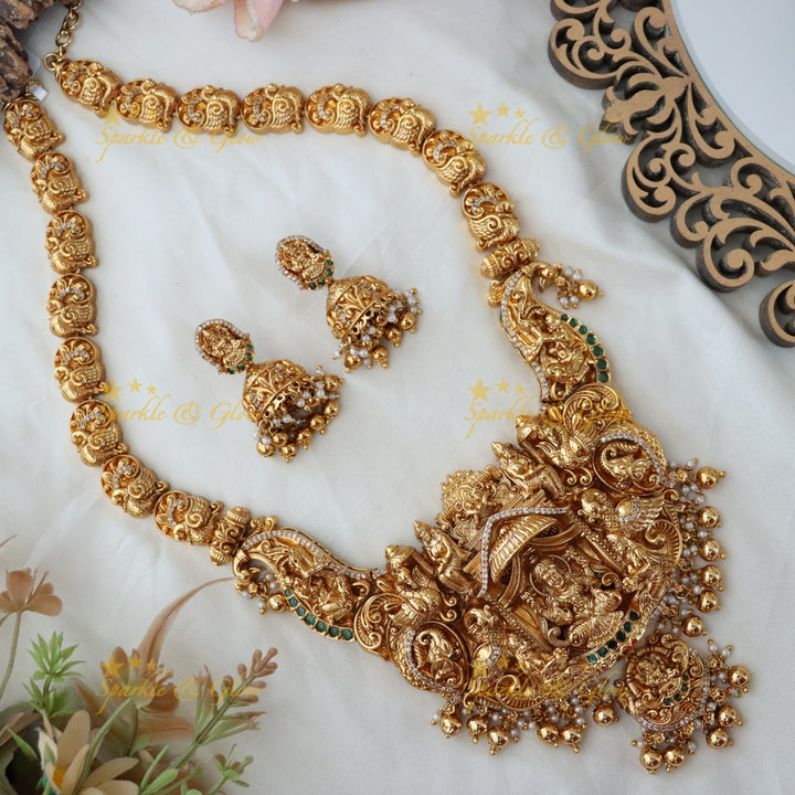 Temple Jewellery Peacock & Lakshmi Necklace Set