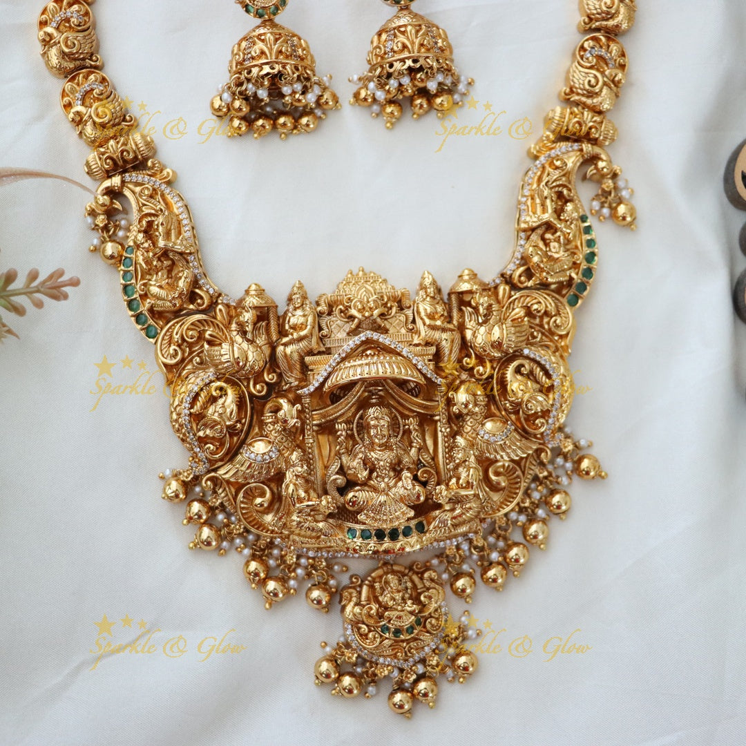 Temple Jewellery Peacock & Lakshmi Necklace Set