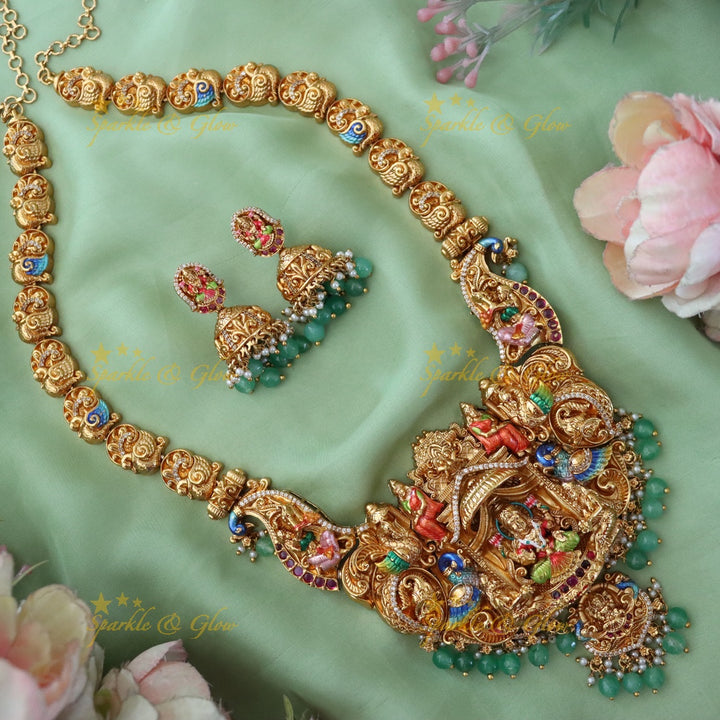 Temple Jewellery Peacock & Lakshmi Necklace Set