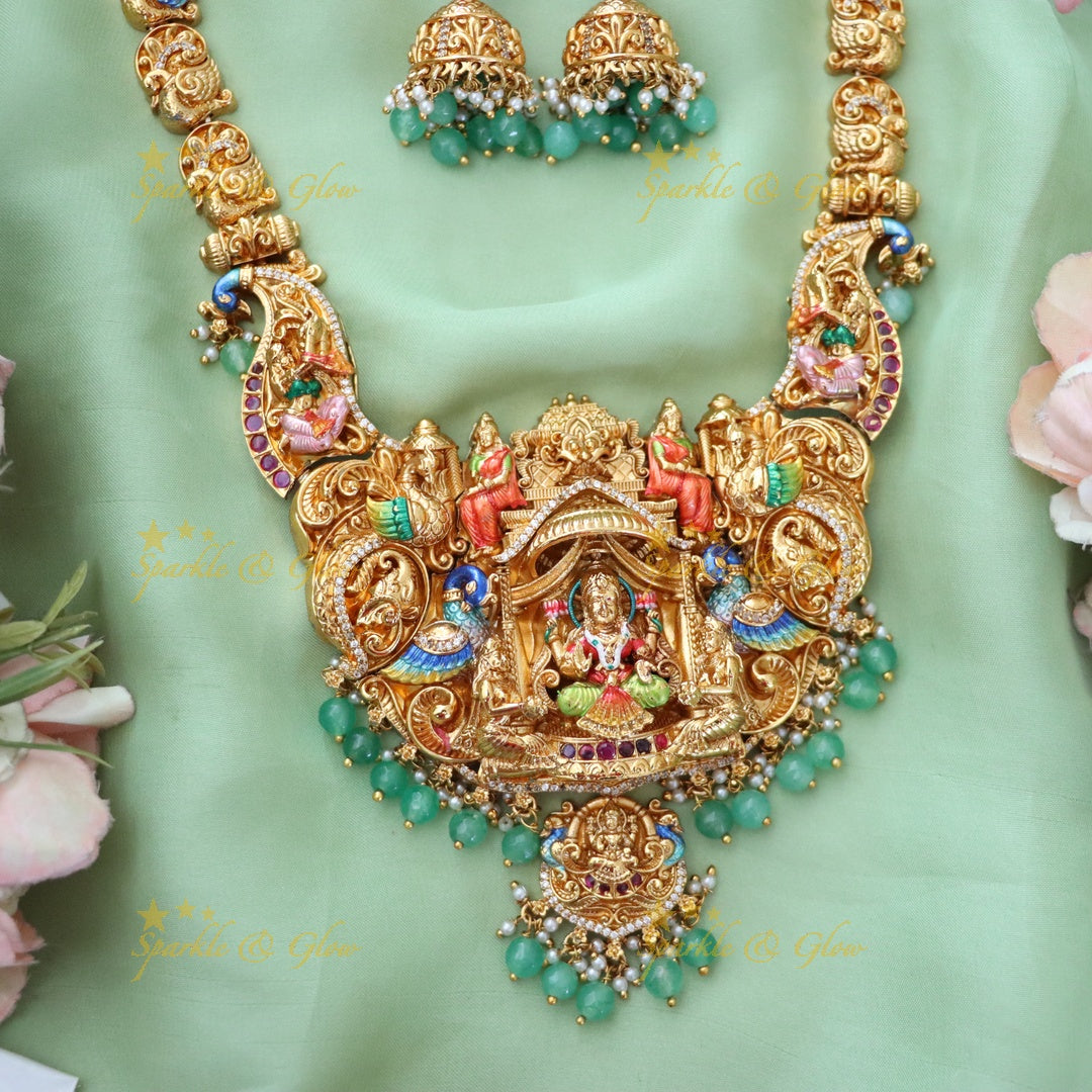 Temple Jewellery Peacock & Lakshmi Necklace Set