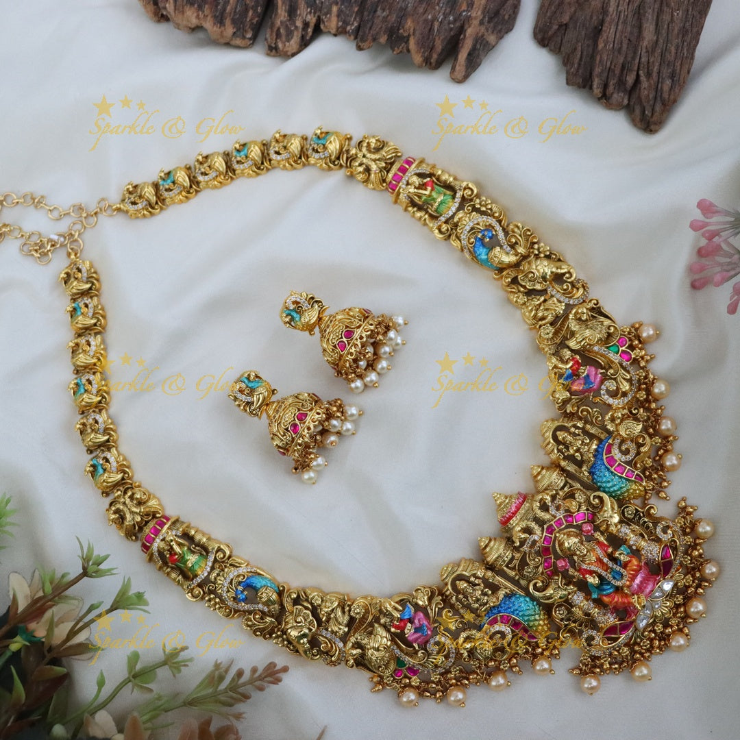 Exquisite Lakshmi Peacock Necklace - Premium Imitation Jewelry