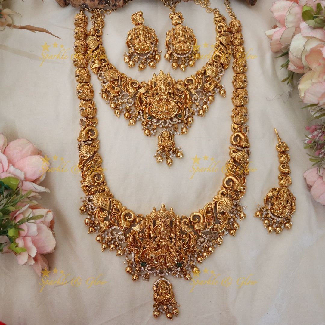 Exquisite Indian Bridal Lakshmi Necklace Set - Buy Now