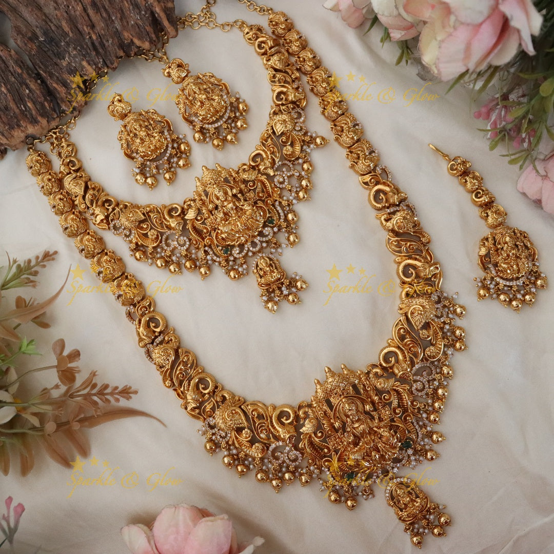 Exquisite Indian Bridal Lakshmi Necklace Set - Buy Now