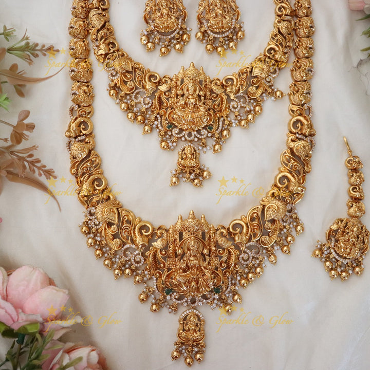 Exquisite Indian Bridal Lakshmi Necklace Set - Buy Now