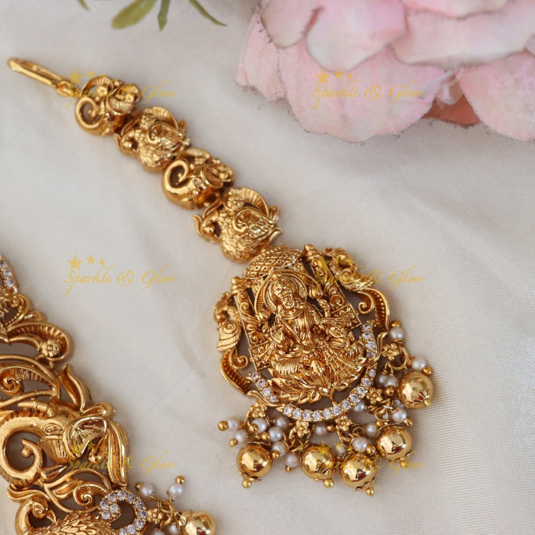 Exquisite Indian Bridal Lakshmi Necklace Set - Buy Now