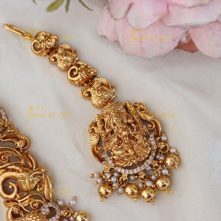 Exquisite Indian Bridal Lakshmi Necklace Set - Buy Now