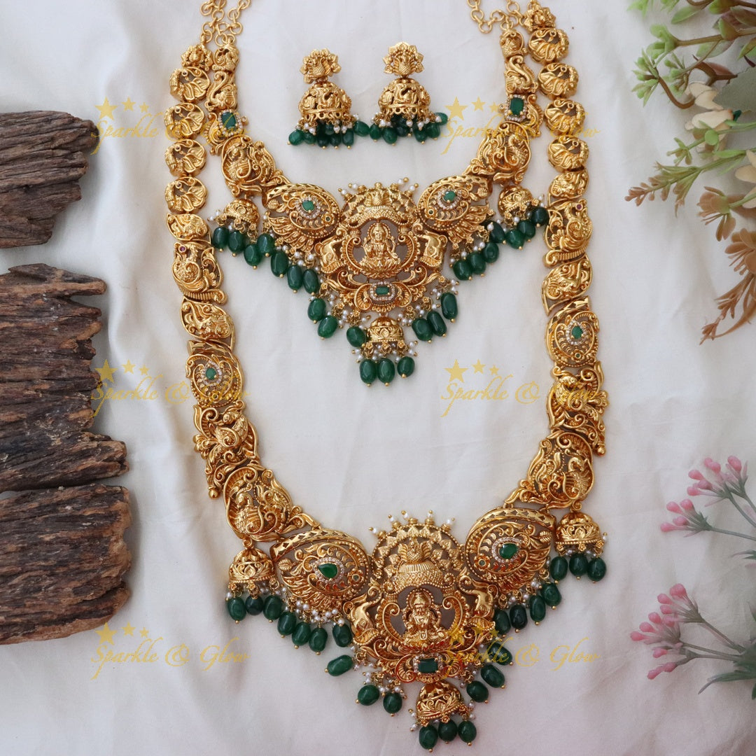 Majestic Peacock Lakshmi Temple Necklace Set Online