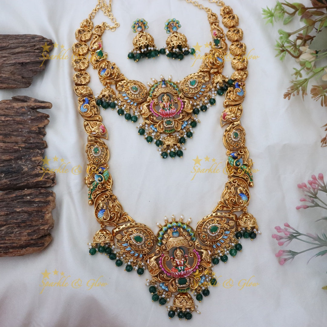 Majestic Peacock Lakshmi Temple Necklace Set Online