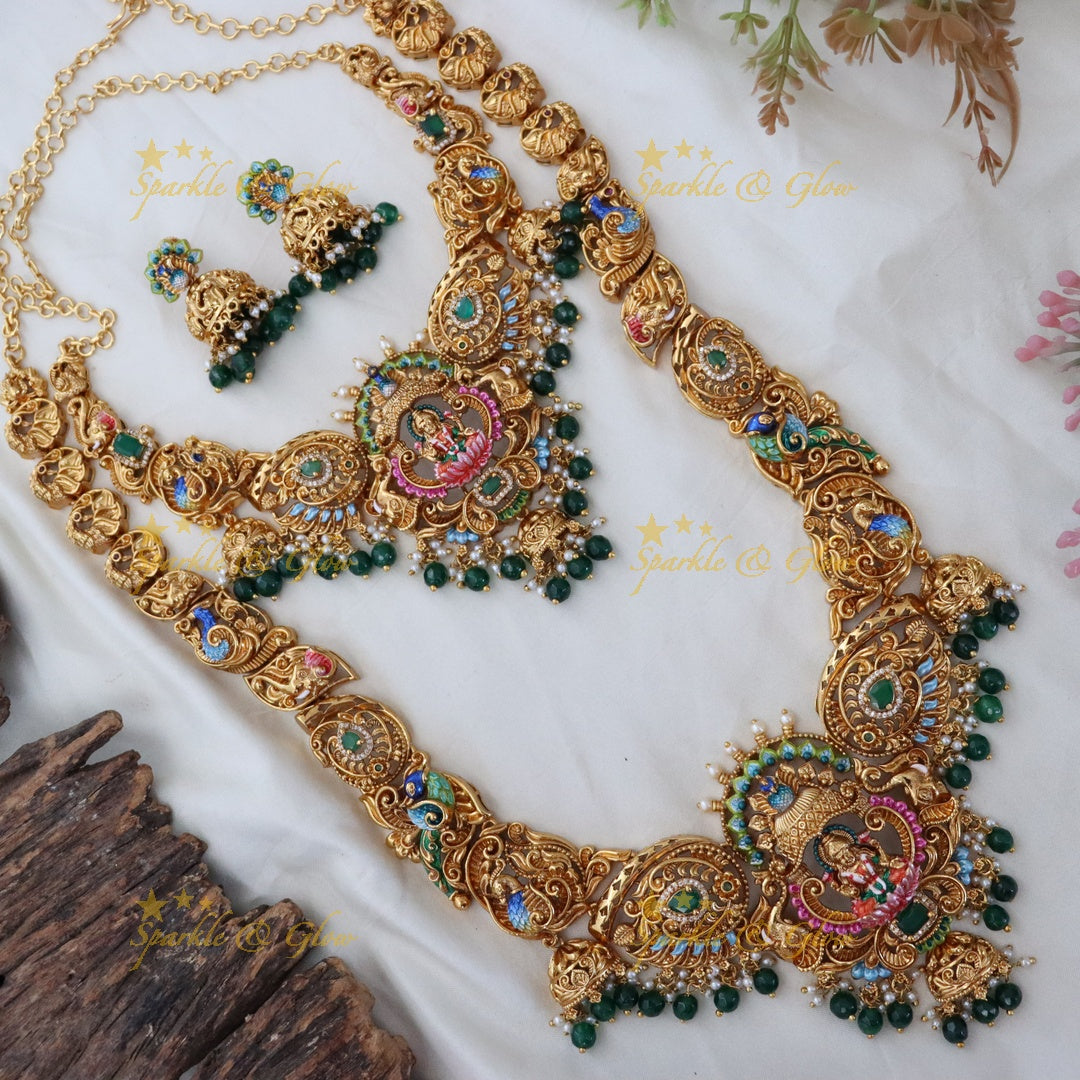 Majestic Peacock Lakshmi Temple Necklace Set Online