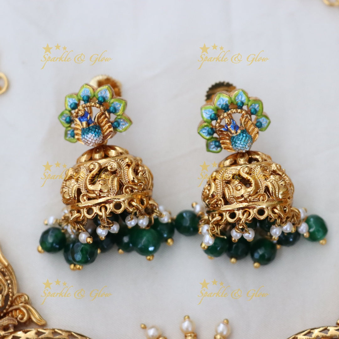 Majestic Peacock Lakshmi Temple Necklace Set Online