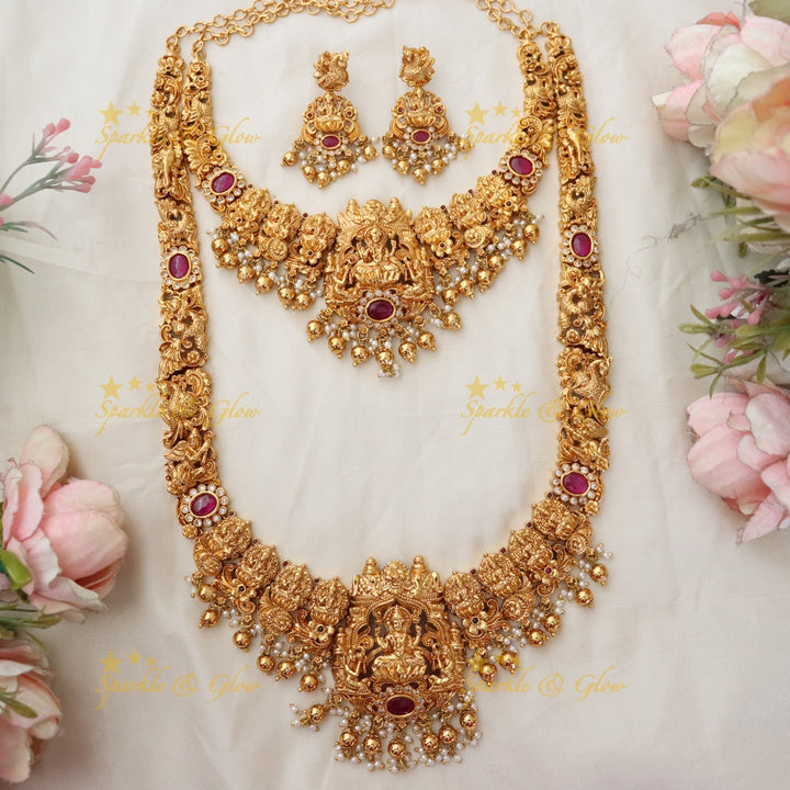 Exquisite Bridal Lakshmi Temple Pearl Necklace