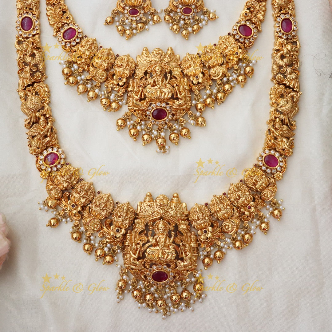 Exquisite Bridal Lakshmi Temple Pearl Necklace