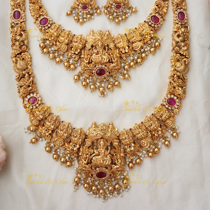 Exquisite Bridal Lakshmi Temple Pearl Necklace