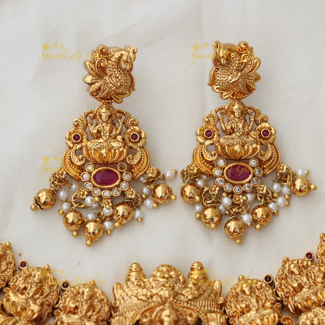 Exquisite Bridal Lakshmi Temple Pearl Necklace