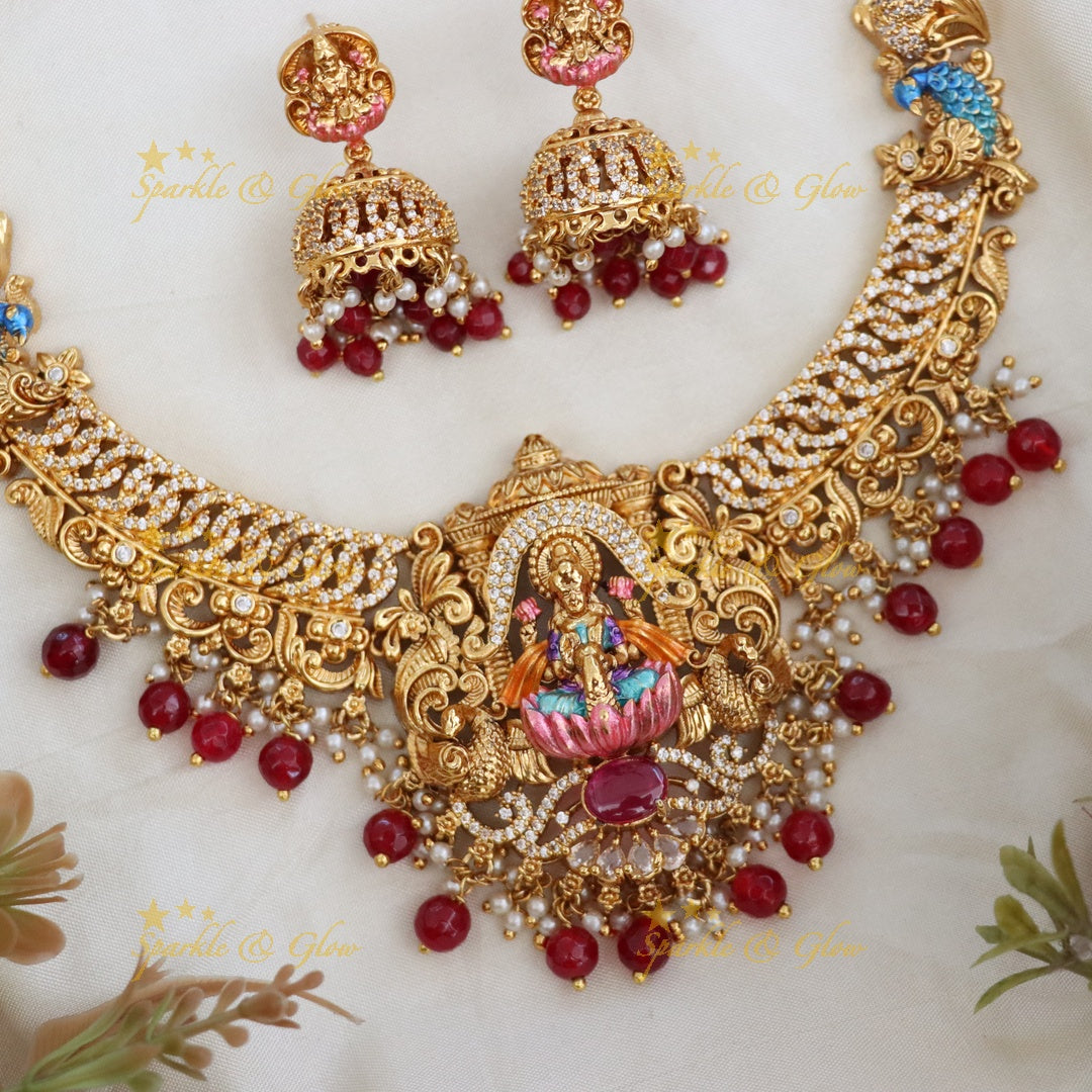 Exquisite Temple Necklace & Earrings - Wedding Essential