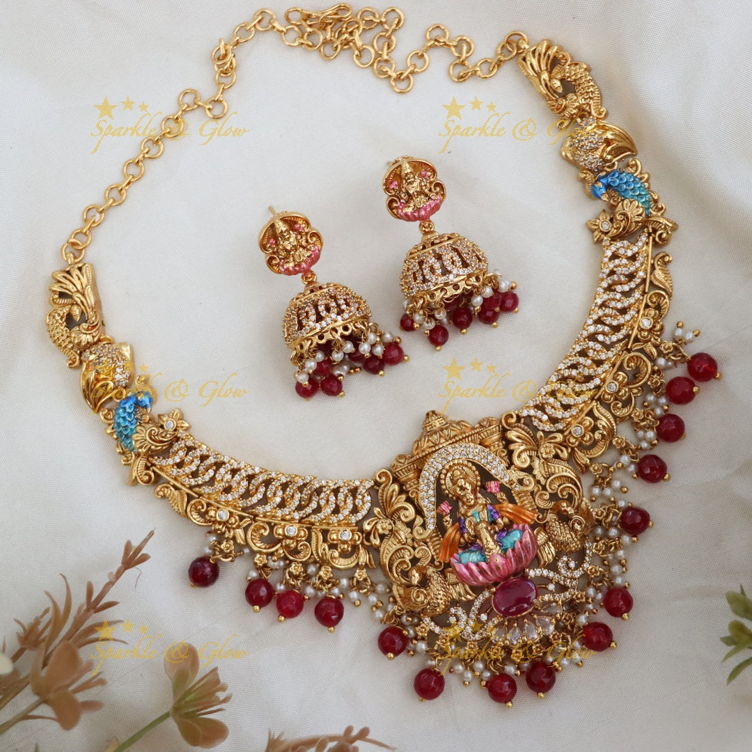 Exquisite Temple Necklace & Earrings - Wedding Essential