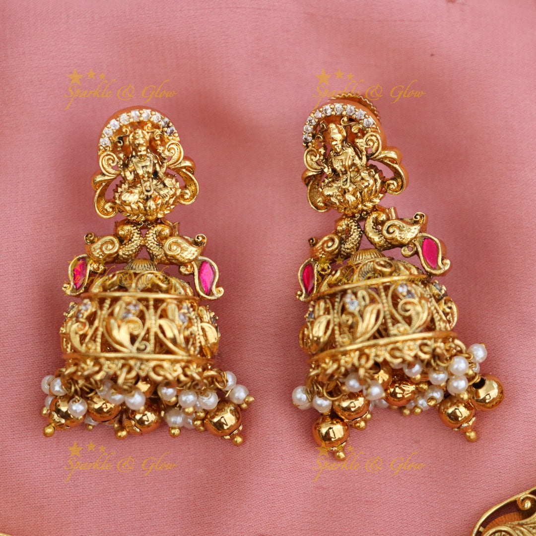 Exquisite Gold-Plated Temple Necklace Set - Sparkle & Glow
