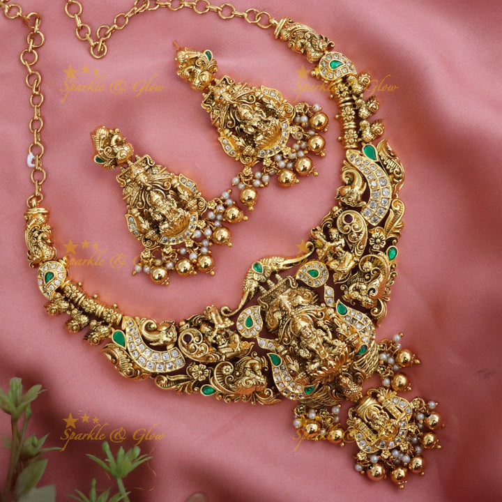 Temple Necklace Set - Gold Plated Elegance for Festivals
