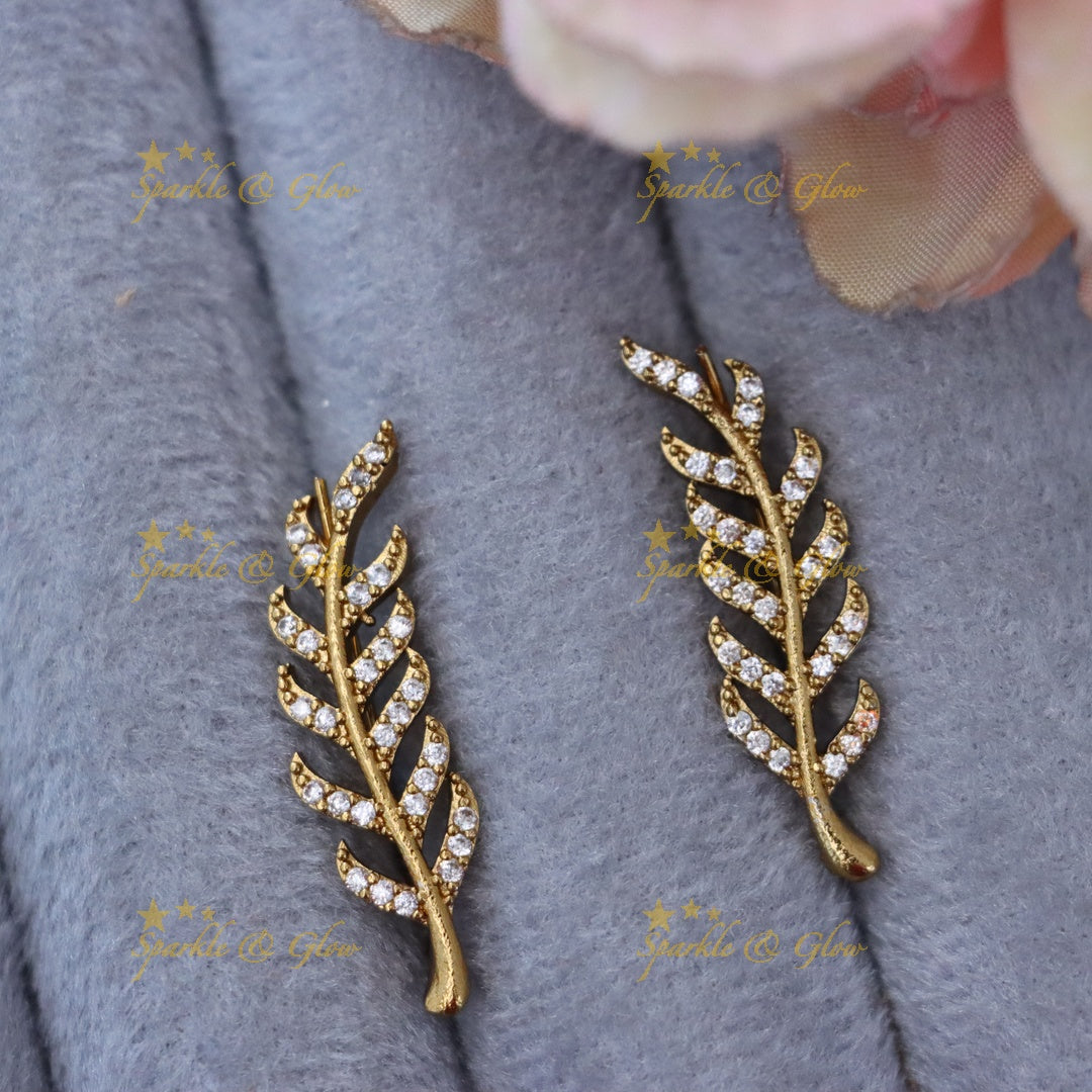Elegant Gold Leaf Earcuffs for Weddings & Festive Events