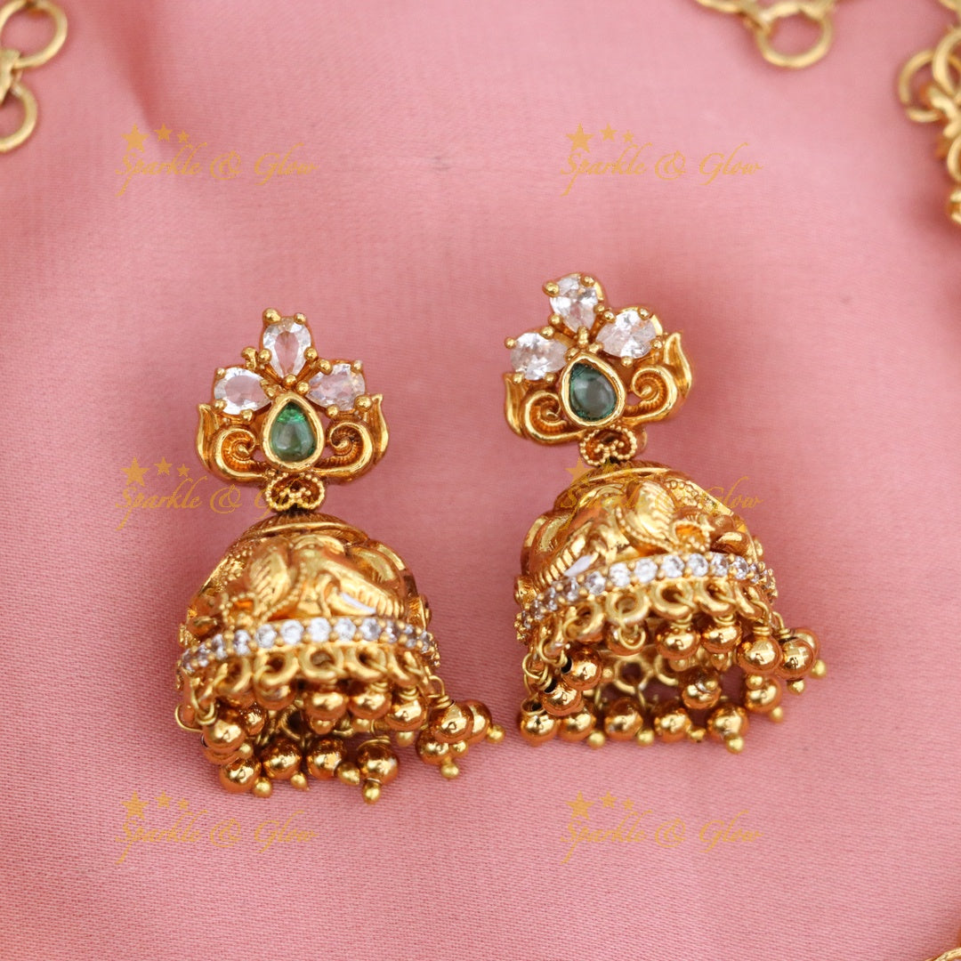Elegant Gold Temple Necklace Set | Sparkle & Glow