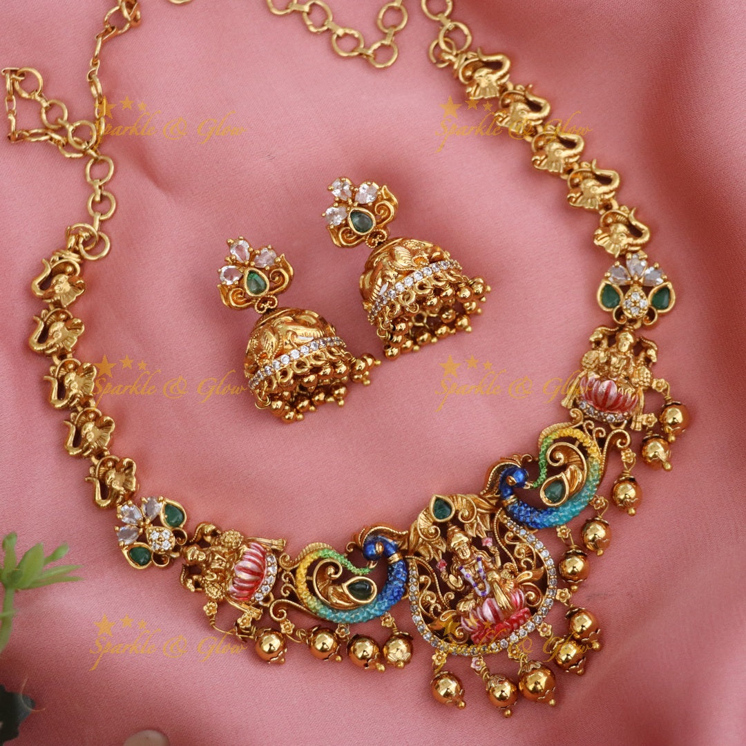 Elegant Gold Temple Necklace Set | Sparkle & Glow